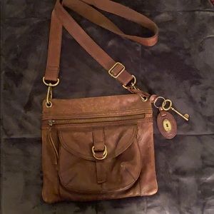 Leather fossil cross body bag